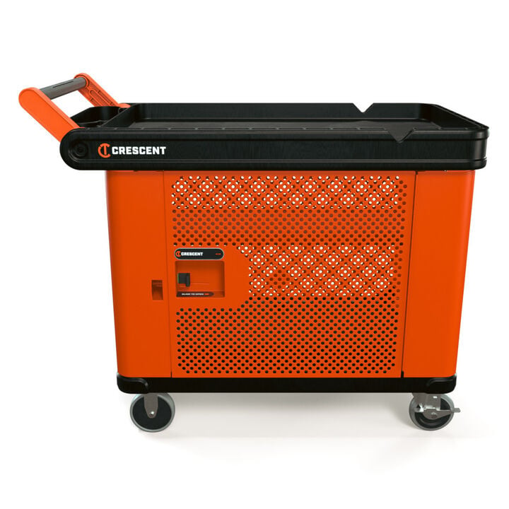Crescent RAILWORKS 2 Shelf Industrial Utility Cart with 5 Inch Hard Casters and Mesh Single Door Lockable Storage
