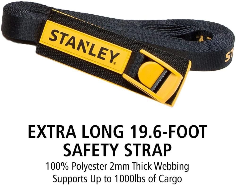 Stanley Tie Down Lashing Strap with Hooks 1in x 19.6' Heavy Duty, large image number 5