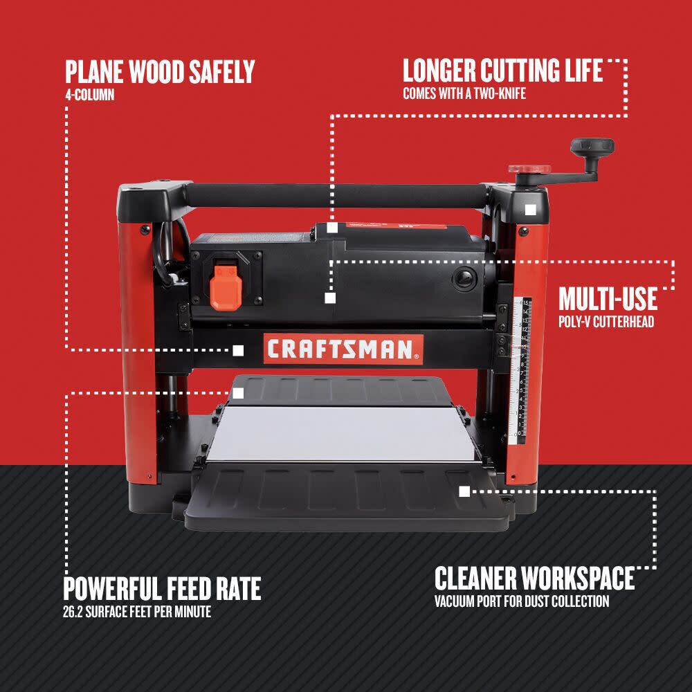 CRAFTSMAN 15 Amp Electric Benchtop Thickness Planer, large image number 3