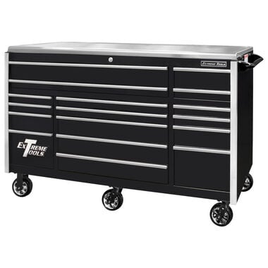 Extreme Tools 72in Black Roller Cabinet with Chrome