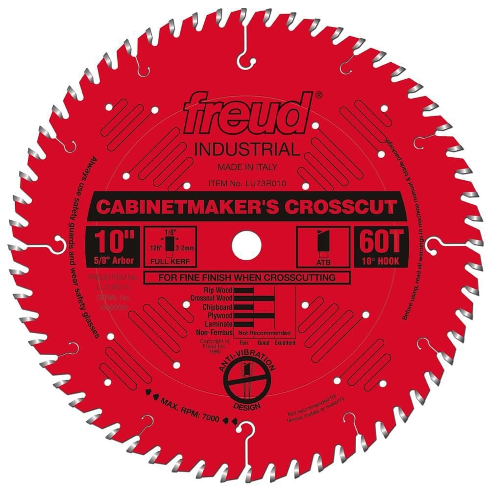 Freud 10 In. x 60T Cabinetmakers Crosscut Blade, large image number 1