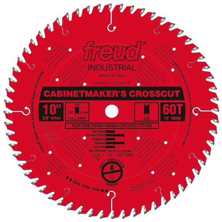 Freud 10 In. x 60T Cabinetmakers Crosscut Blade