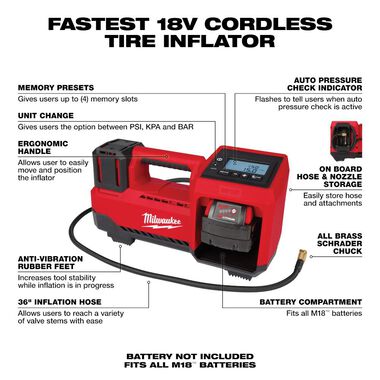 Milwaukee M18 Inflator (Bare Tool), large image number 2