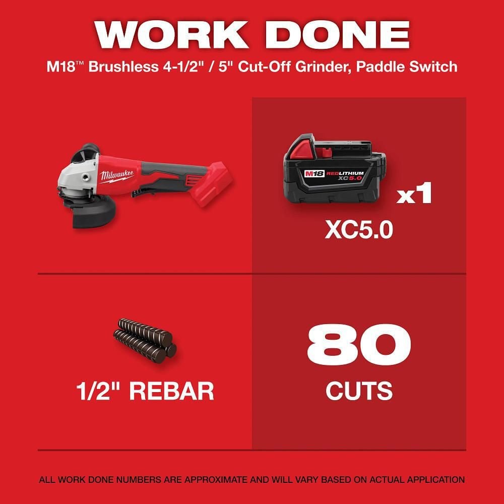 Milwaukee M18 Brushless 4-1/2 Inch / 5 Inch Cut-Off Grinder, Paddle Switch (Bare Tool), large image number 2
