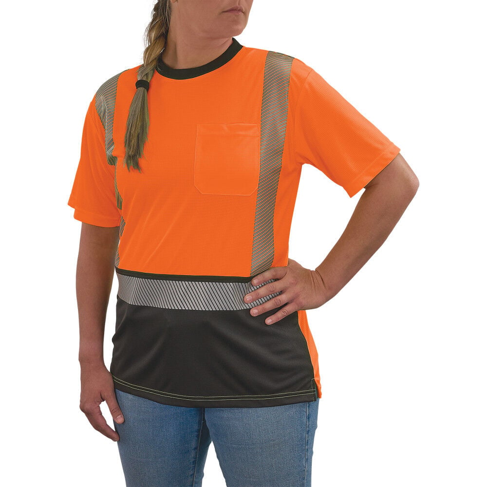 Ergodyne GloWear 8276BK Womens Performance Black Bottom Class 2 T-Shirt Hi-Vis Orange - 22322