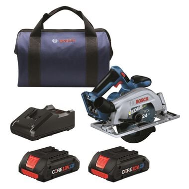 Bosch 18V Blade Right 6 1/2in Circular Saw Kit with 2 CORE18V 4.0 Ah Compact Batteries