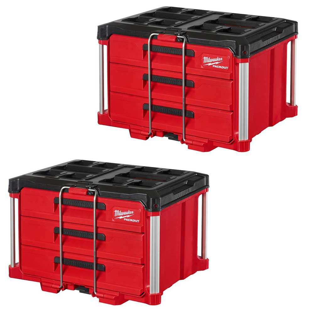 Milwaukee PACKOUT Drawers Tool Box 3 Drawer Bundle – 48-22-8443X2