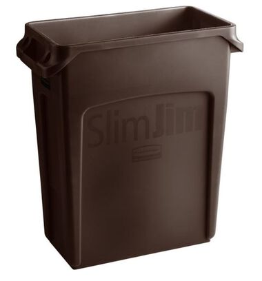 Rubbermaid Vented Slim Jim 16 Gallon Brown High-Quality Resin Container, large image number 0