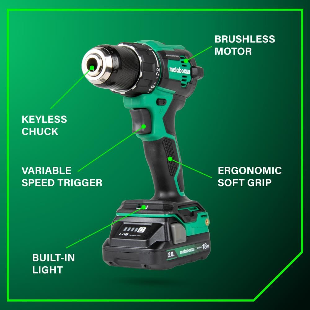 Metabo HPT 18V MultiVolt Cordless Brushless Hammer Drill Kit (2 x 2.0Ah), large image number 3