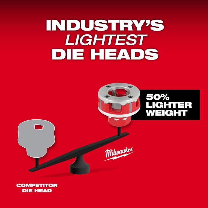 Milwaukee 1/2inch 1 1/4inch ALLOY NPT Compact Forged Aluminum Die Head KIT, large image number 5