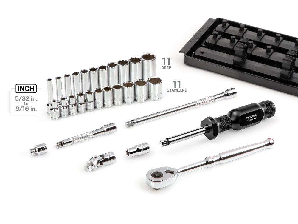 Tekton 1/4 Inch 12 Point Socket and Ratchet Set, 29 Pieces (5/32-9/16 Inch), large image number 2