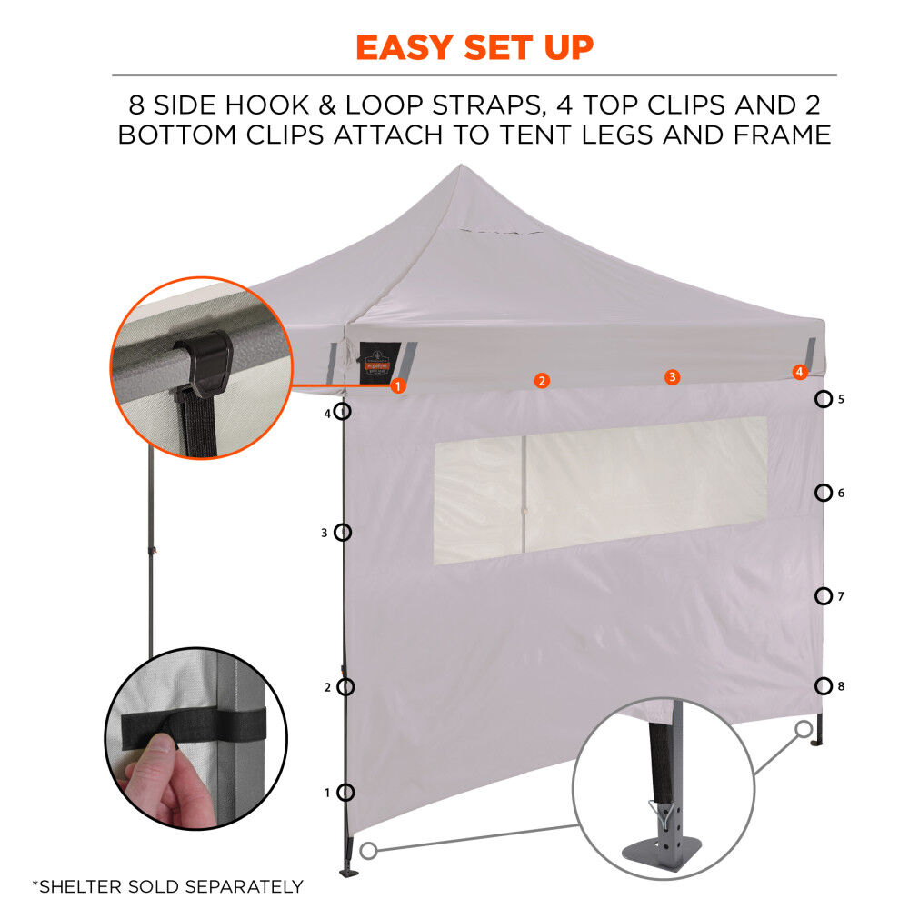 Ergodyne 10 Ft x 10 Ft Pop Up Tent Mesh Window Sidewall White, large image number 4