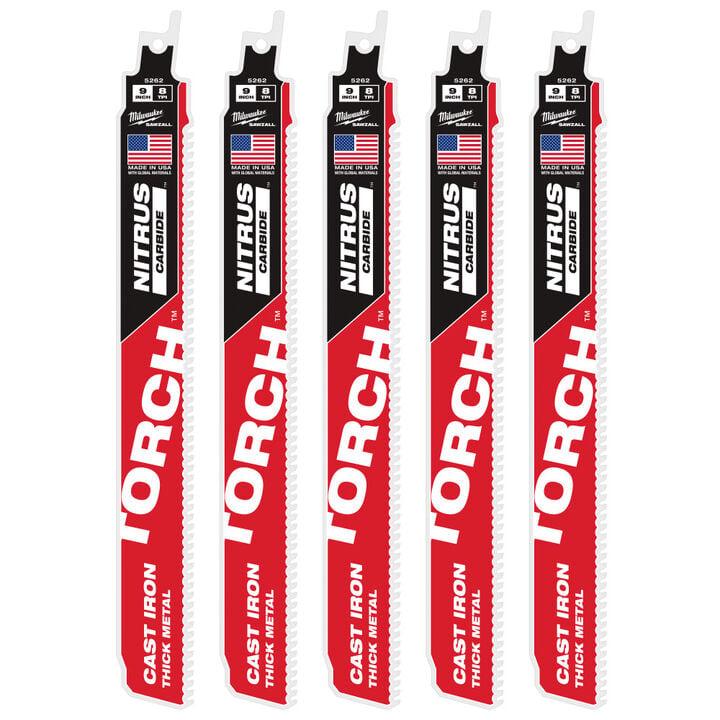 Milwaukee 9inch 7TPI The TORCH for Cast Iron with NITRUS CARBIDE 5PK