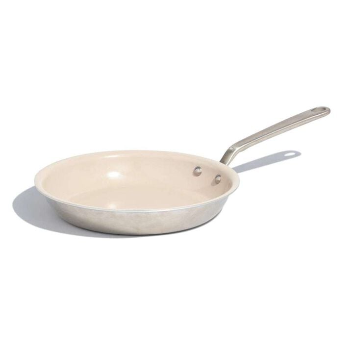 Made In Cookware 10 x 3 Inch Ceramic and Stainless Steel Fry Pan White and Silver