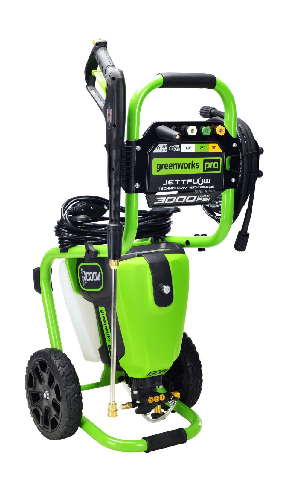 Greenworks 3000 PSI 2.0 GPM Electric Cold Water Pressure Washer with 5 Spray Nozzles – 5113902