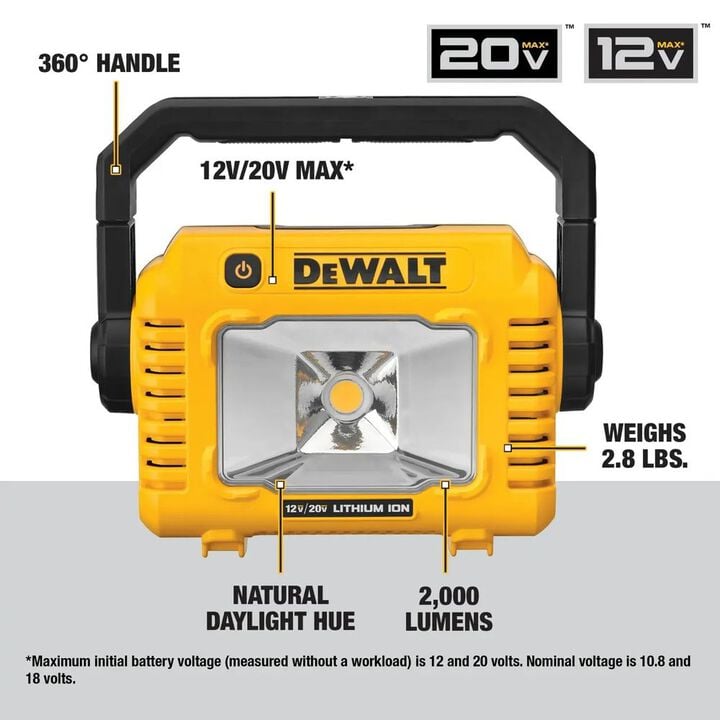 DEWALT 12V/20V MAX Task Light & 20V MAX XR POWERSTACK Compact 1.7Ah Battery Bundle, large image number 4