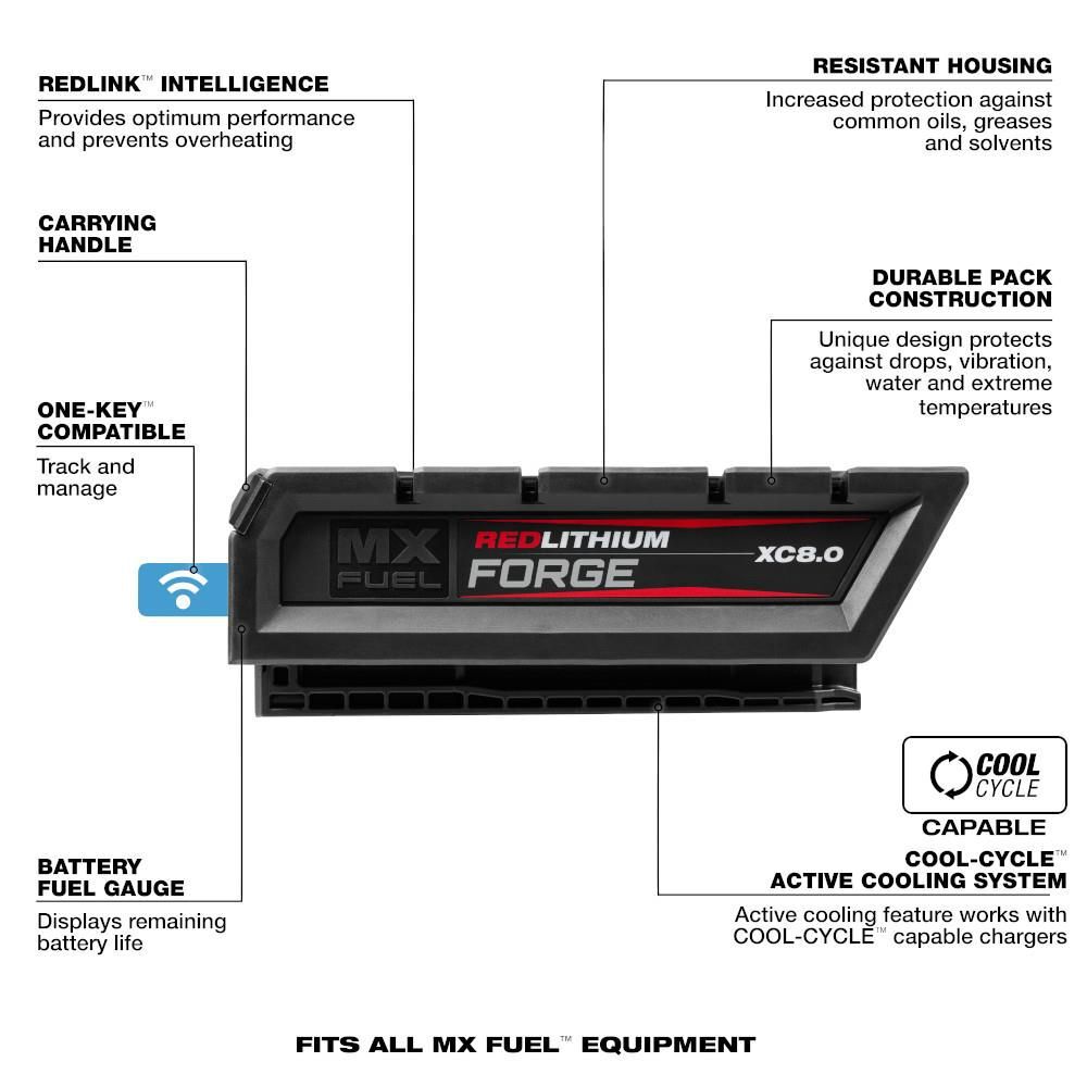 Milwaukee MX FUEL REDLITHIUM FORGE XC 72V 8Ah Lithium Ion Power Tool Battery Pack with Fuel Indicator, large image number 8