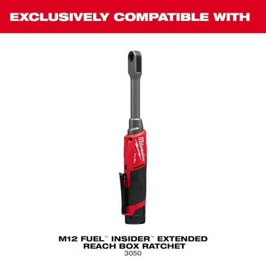 Milwaukee M12 Insider Extended Reach Ratchet (Bare Tool), 8 Piece Socket SAE Set Bundle, large image number 13