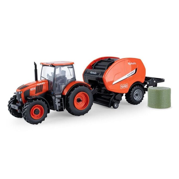 Kubota Parts 1:32 Scale M7-134 Tractor with Fast Bale Baler Toy