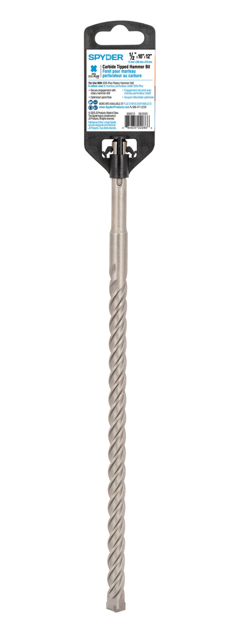 Spyder 1/2 Inch x 12 Inch SDS-Plus 4-Cutter Carbide-Tip Hammer Drill Bit, large image number 9