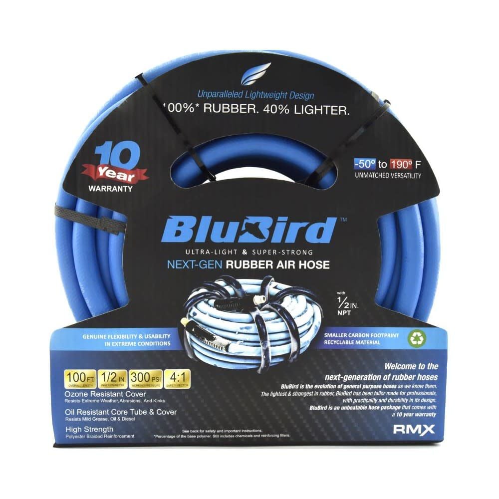BluBird Nex-Gen 1/2 Inch x 100 Ft. Rubber Air Hose Assembly – BB12100