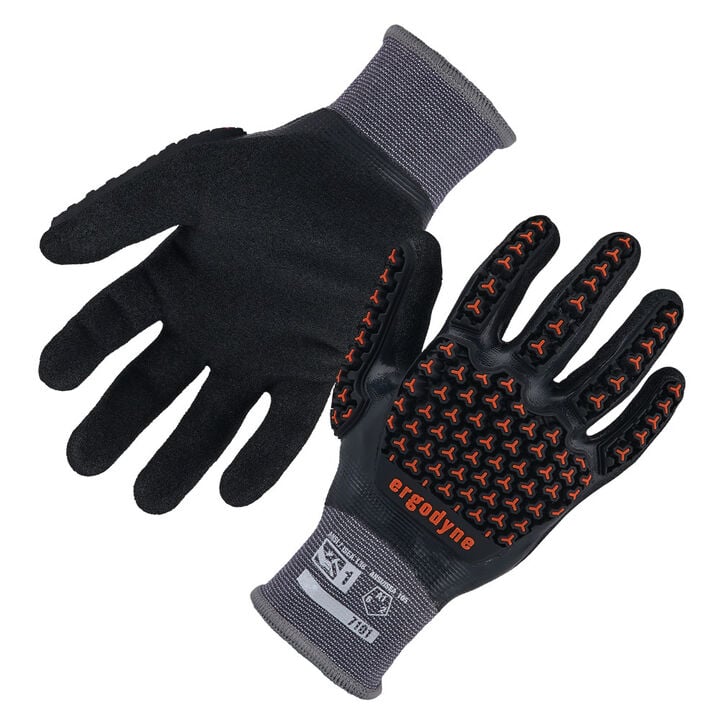 Ergodyne 7101 Full Nitrile Dipped Impact Gloves 2XL Black