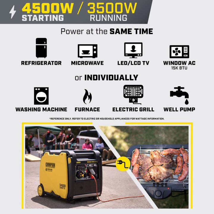Champion Power Equipment 4500-Watt Wireless Remote Start Gas Powered 49 State RV Ready Portable Inverter Generator with Quiet Technology, large image number 2