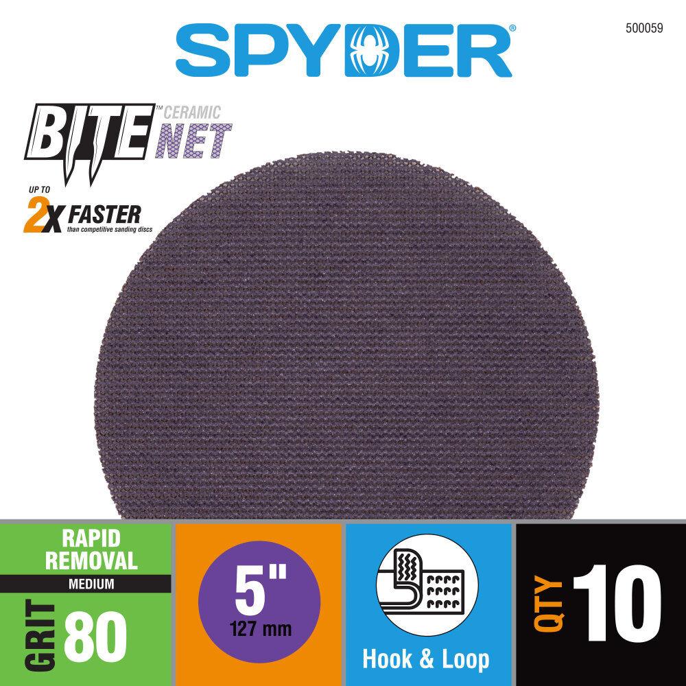 Spyder 80 Grit Ceramic Sanding Discs, Ceramic Net, 5 Inch Hook & Loop 10 Pieces, large image number 3