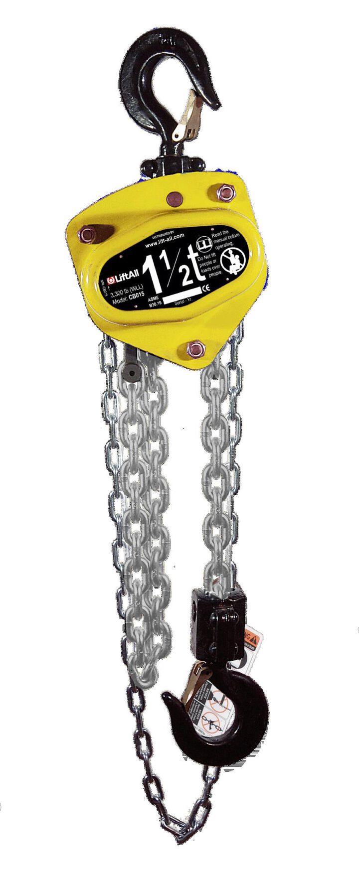 Lift-All 1 Ton Manual Chain Hoist 20 Ft Lift, large image number 1