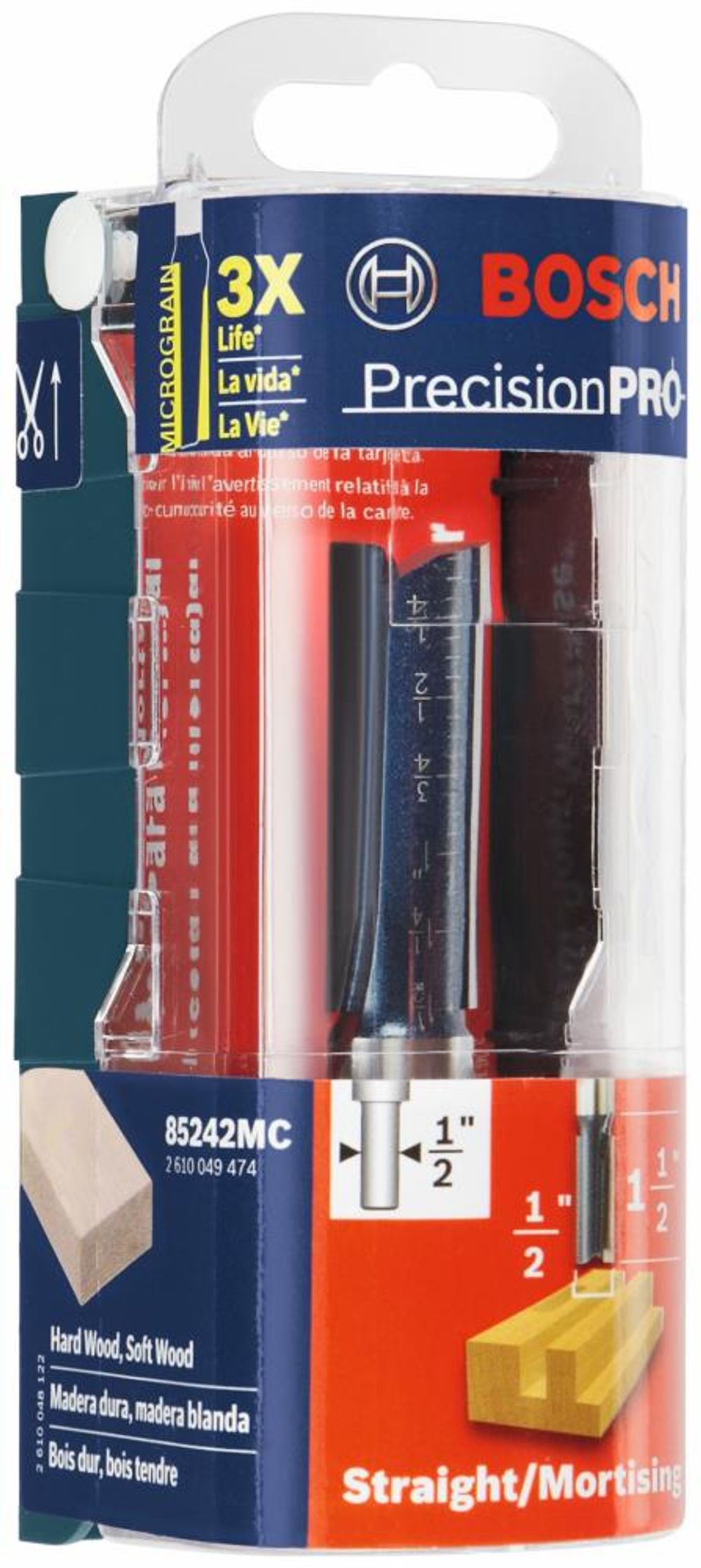 Bosch 1/2in x 1 1/2in Carbide Tipped Double Flute Straight Router Bit, large image number 2