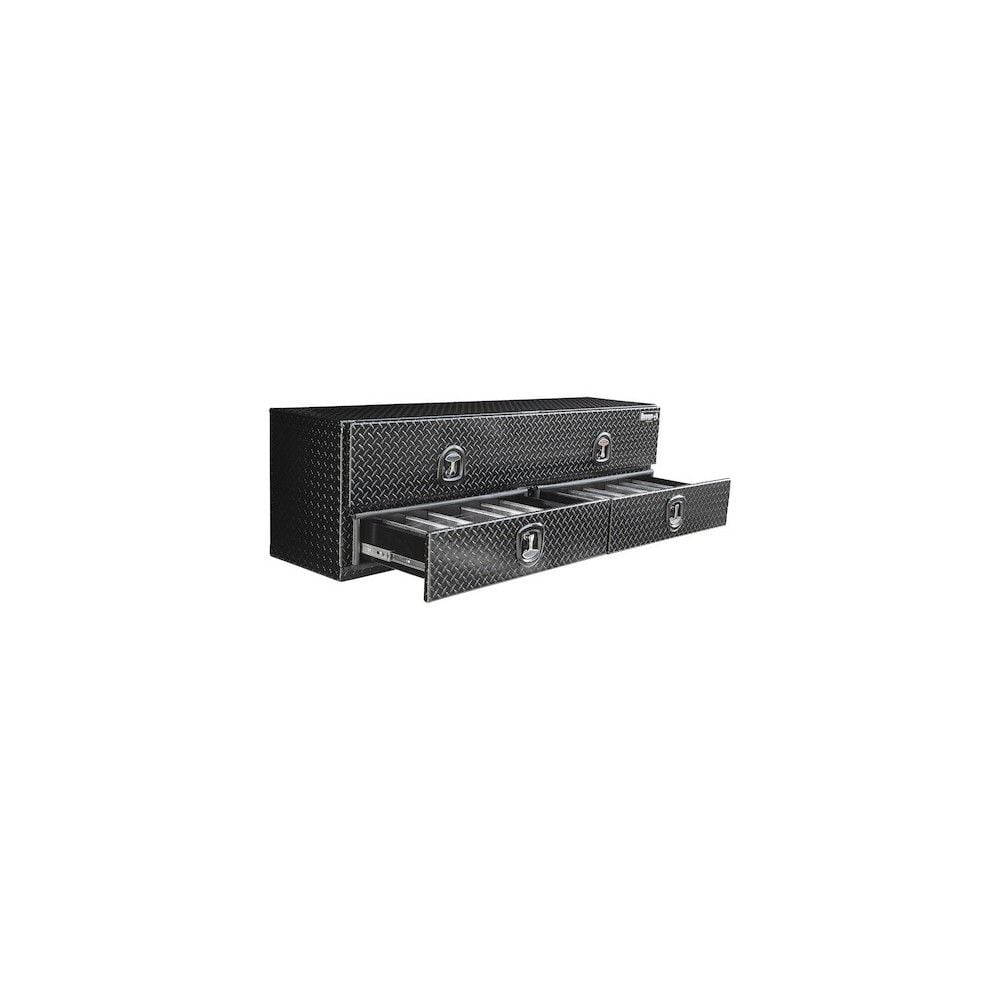 Buyers Products Company 21x18x72 Inch Gloss Black Diamond Tread Aluminum Heavy-Duty Flatbed Contractor With Lower Drawers, large image number 3