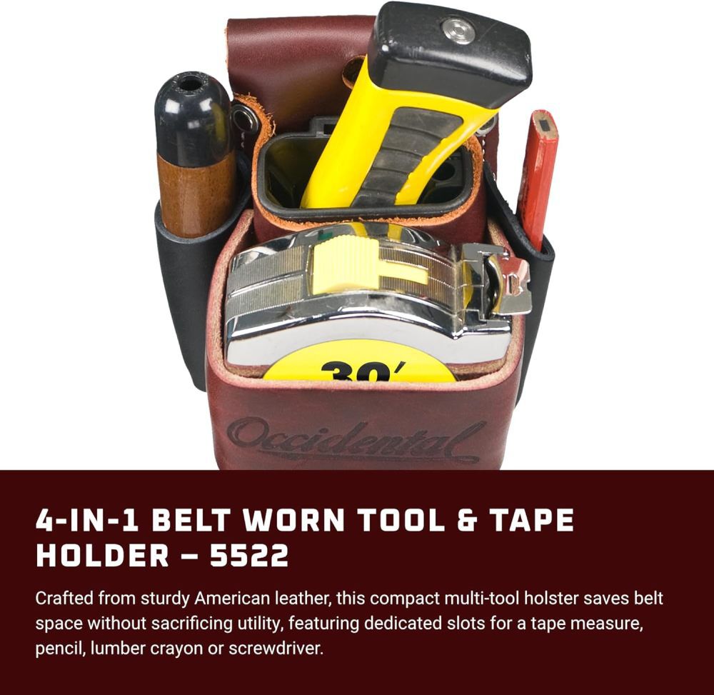 Occidental Leather 4-in-1 OxyRed Premium Leather Belt Worn Tool and Tape Holder, large image number 2