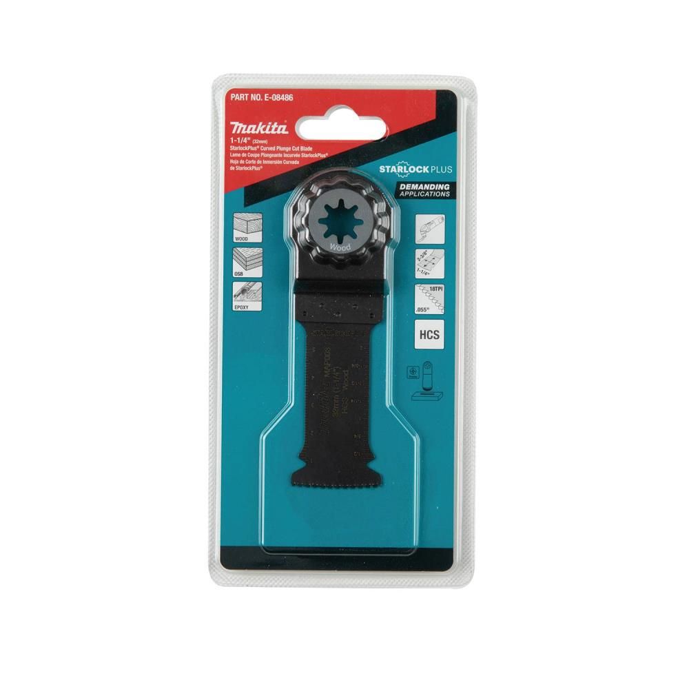 Makita StarlockPlus Oscillating Multi Tool 1 1/4in High Carbon Steel Curved Plunge Cut Blade, large image number 3
