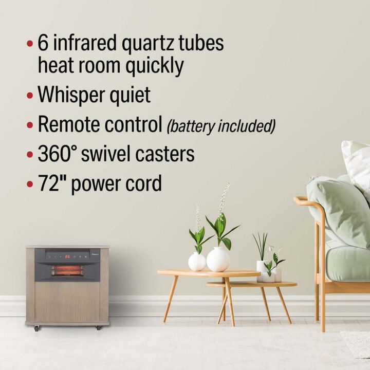 VisionAir 18 In. 1000/1500W 5118 Btu 194 Sq-Ft. 6 Tube Infrared Heater, large image number 5
