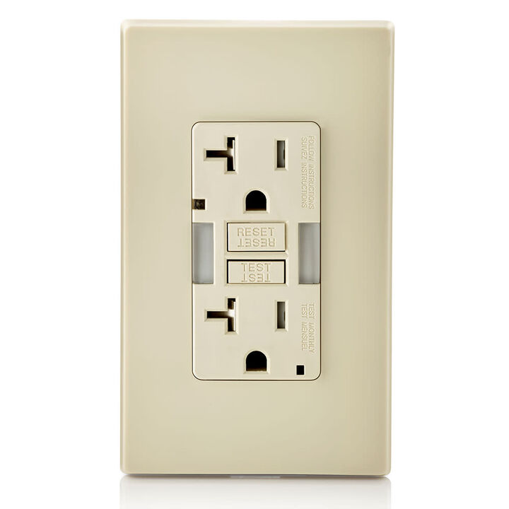 Leviton SmartlockPro GFCI Outlet 20A 125V Duplex Light Almond NEMA, large image number 2