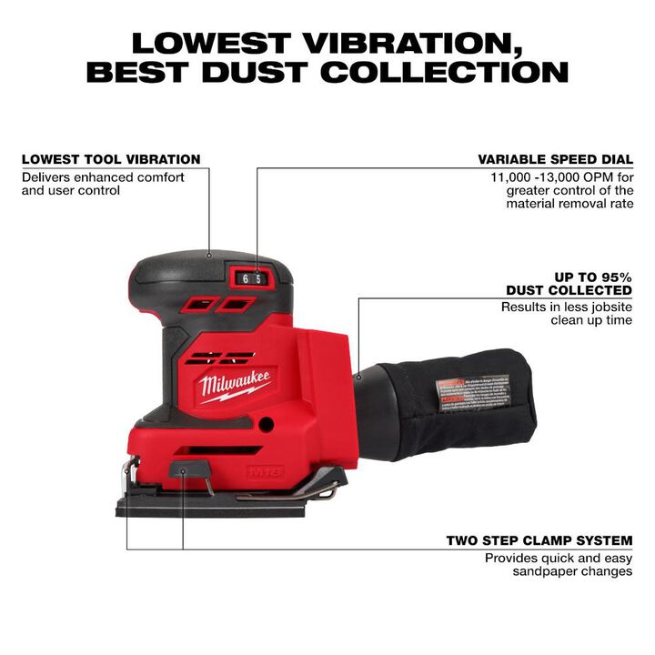 Milwaukee M18 Orbital 1/4 Sheet Sander (Bare Tool) Reconditioned, large image number 1