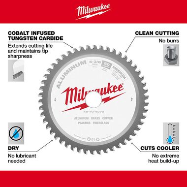 Milwaukee 5-3/8 in. 50T Non-Ferrous Metal Circular Saw Blade, large image number 3