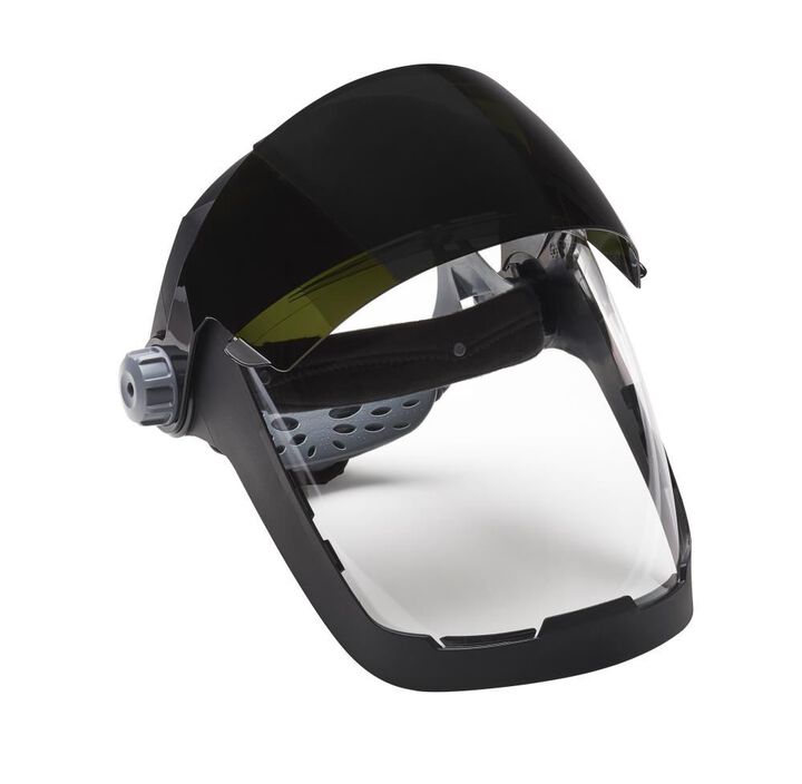 Jackson Safety QUAD 500 Multi-Purpose Face Shield, Clear Window, Shade 5 IR Flip Visor, Anti-Fog Coating, 370 Speed Dial Ratcheting, large image number 3