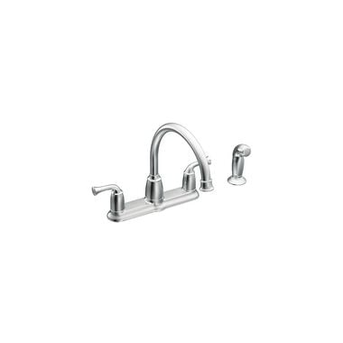 Moen Banbury Chrome Two-Handle High Arc Kitchen Faucet with Side Sprayer Moen Banbury Chrome Two-Handle High Arc Kitchen Faucet with Side Sprayer