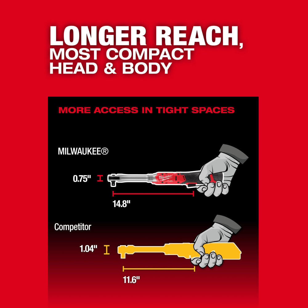 Milwaukee M12 FUEL 1/2 Inch Extended Reach Ratchet (Bare Tool), large image number 5