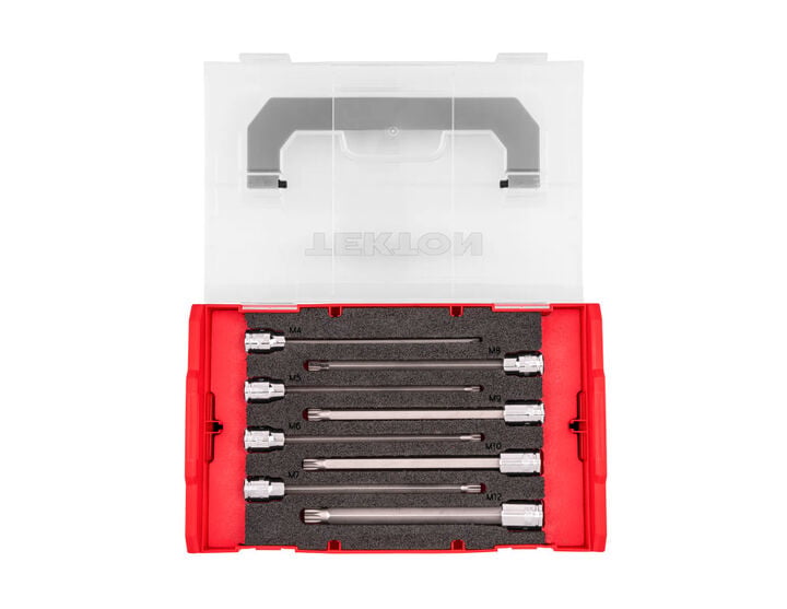 Tekton 3/8 Inch Long Triple Square Bit Sockets with Stacking Organizer, M4-M12, 8 Pieces, large image number 0