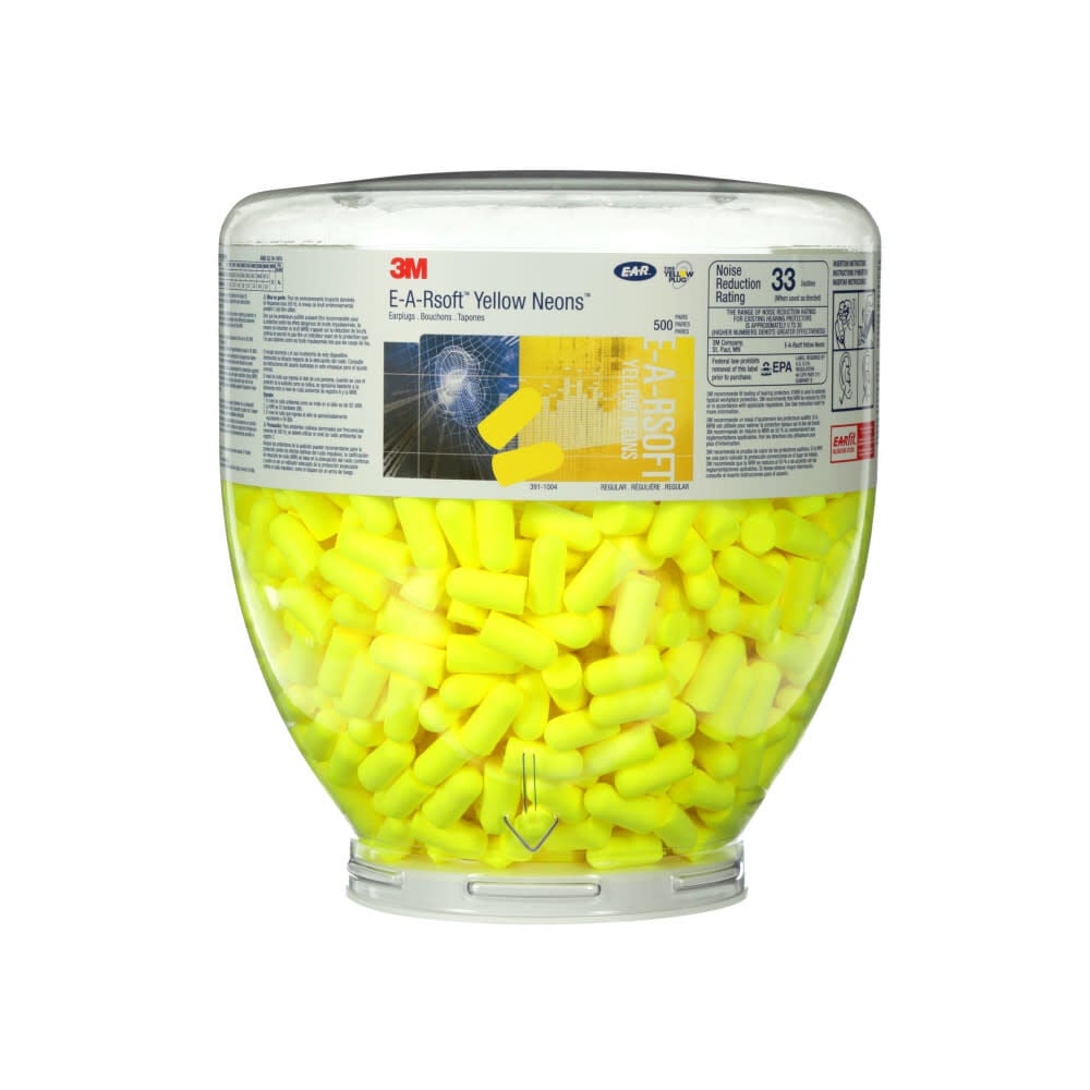 3M E-A-Rsoft Yellow Neons One Touch Refill Earplugs 391-1004 Uncorded Regular Size – 08052991004