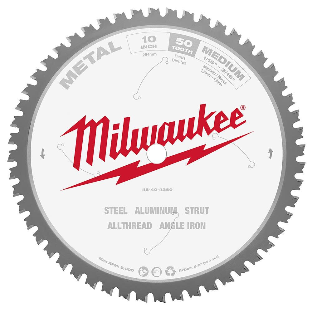 Milwaukee 10 in. Metal Cutting Circular Saw Blade - 48-40-4260