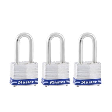 Master Lock Padlock 1 9/16in Pin Tumbler Keyed Dual Ball Bearing 3pk