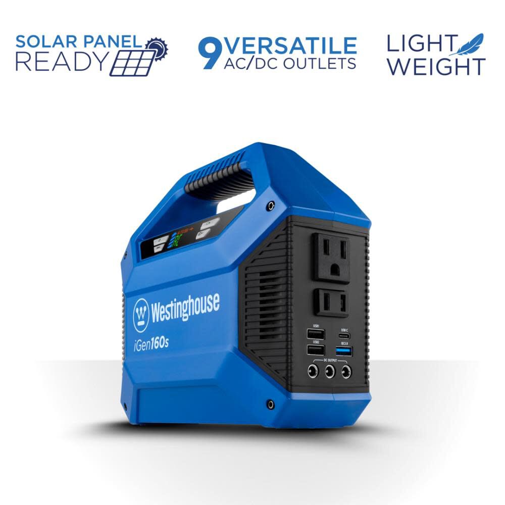 Westinghouse Outdoor Power 150 Watt Lithium-Ion Battery Solar Portable Power Station, large image number 1