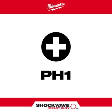 Milwaukee SHOCKWAVE 2-Piece Impact Phillips #1 Insert Bits, large image number 1