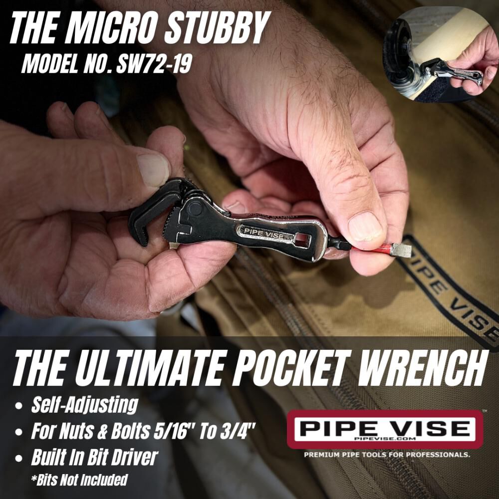 Pipe Vise Micro Stubby 3.75 Inch Self-Adjusting Wrench with Contoured Handle, large image number 3