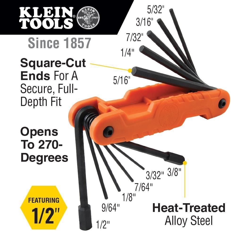 Klein Tools Pro Folding Hex Key Set SAE, Metric, large image number 2
