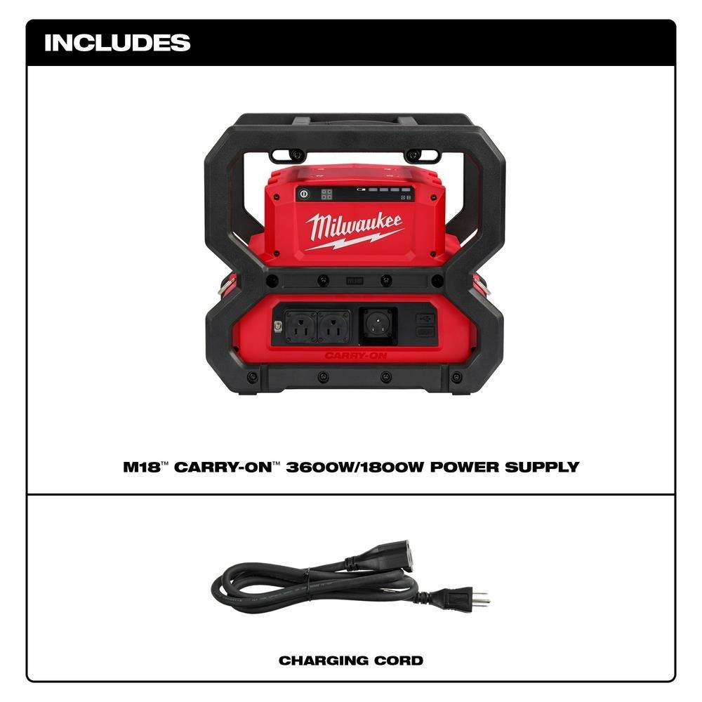 Milwaukee M18 Carry-On 3,600 Watt Lithium-Ion Battery Portable Power Supply (Bare Tool), large image number 2