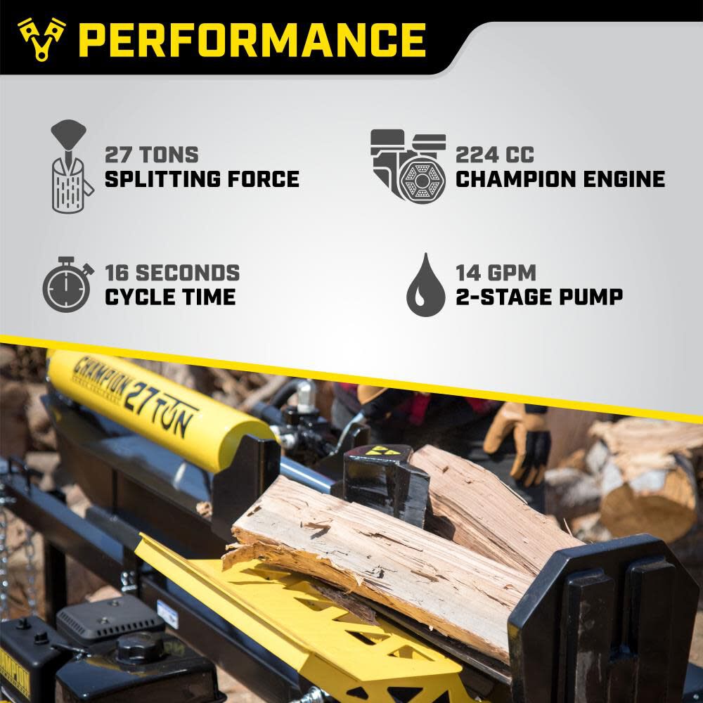 Champion power equipment 27 shop ton 224cc log splitter